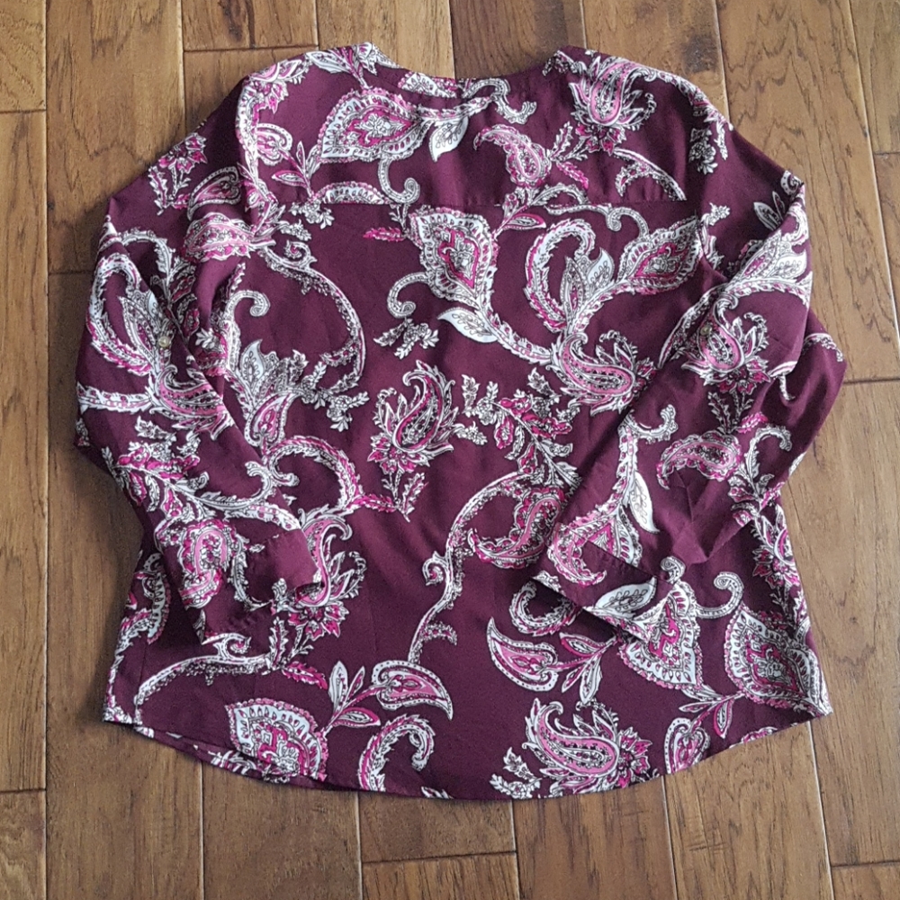 Croft & Barrow Paisley Patterned Blouse Women's Size Petite Large - Picture 2 of 13